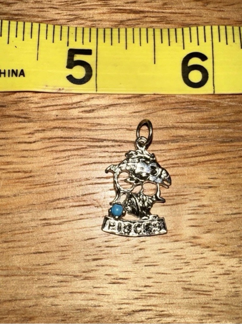 Pisces Zodiac Charm with Blue Stone